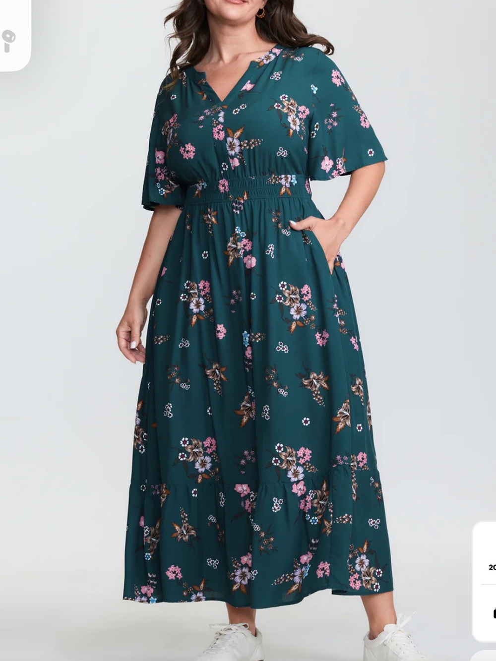 BloomChic Teal Notched Collar Maxi Dress, 28